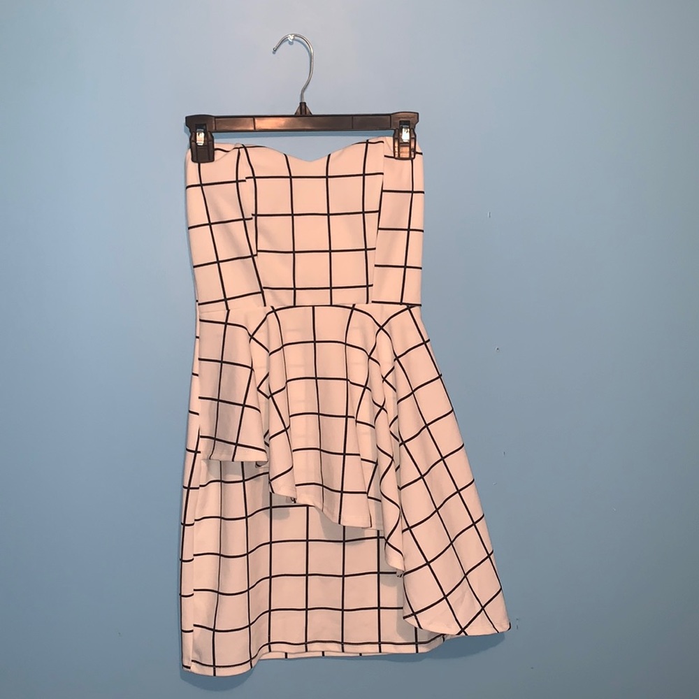 Fashion Nova Plaid Fitted Strapless Dress